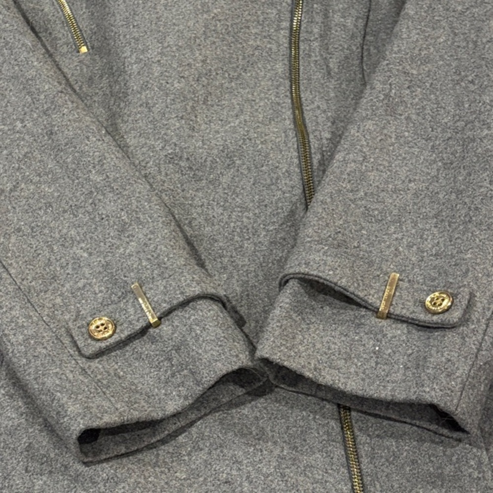 MICHAEL Michael Kors Charcoal Trench Coat with Gold Details - Picture 14 of 14